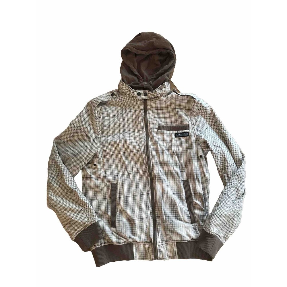 Legendary Goods Mens Jacket Vintage Hooded Plaid Jacket Size M Cotton Tapered